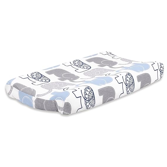 Little Peanut Grey and Blue Elephant Baby Changing Pad Cover
